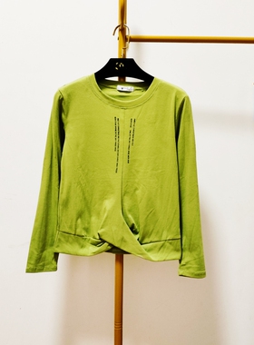 清仓特价C3131外贸女装绿色长袖T恤上衣春秋款【全店任3件包邮】