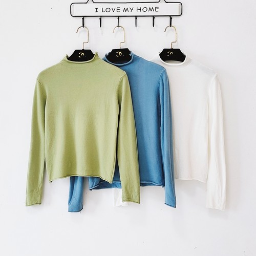 3334针织打底衫半高领修身毛衣女