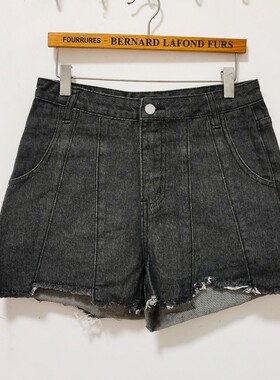 C3488黑色牛仔短裤女高腰休闲裤
