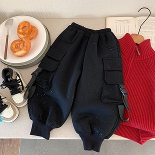 男童裤子春装2025闪闪满天星裤子撒银休闲工装裤韩版卫裤炸街爆款