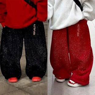 小懒家儿童休闲裤加绒秋冬闪闪满天星烫钻运动裤酷帅炸街洋气裤子