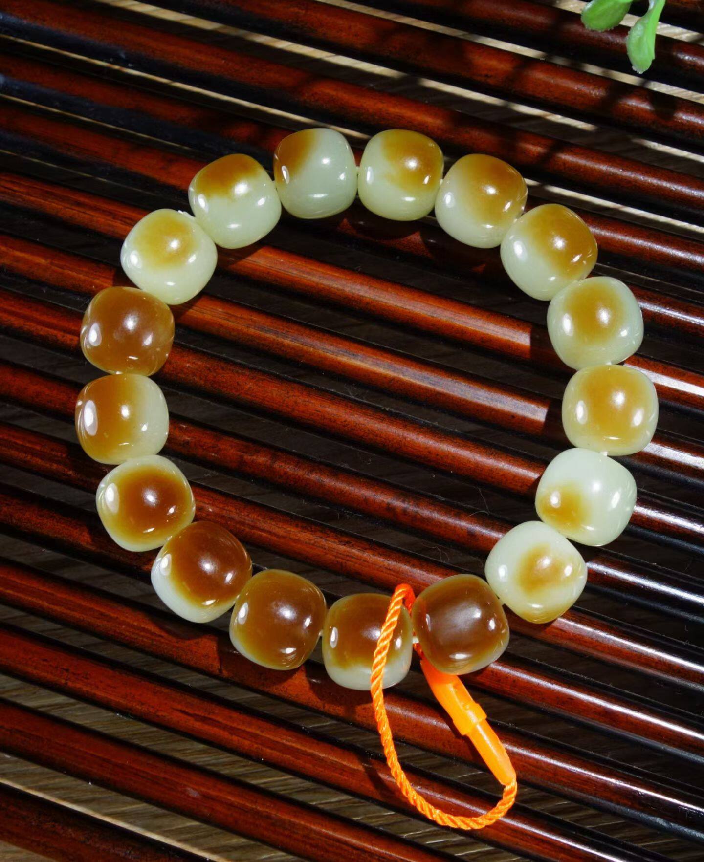 且末糖白玉圆珠手串手链12mm
