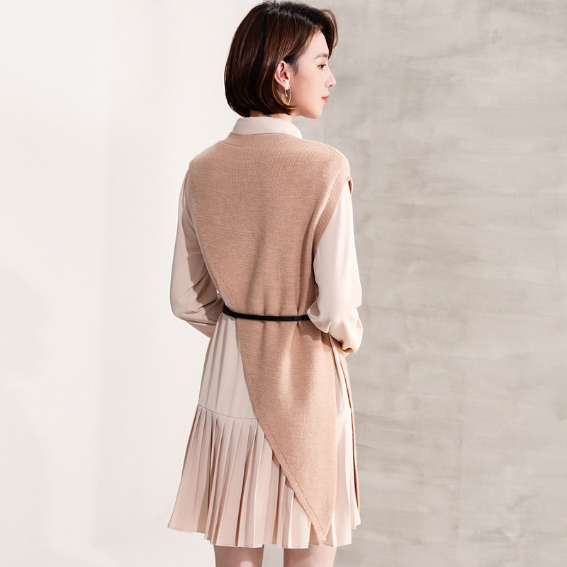 SHIRT DRESS WOMENS 2021 SUMMER NEW TEMPERAMENT TWO-PIECE SUIT WAIST SMALL MAN LONG SLEEVE FRENCH DRESS GODDESS FAN