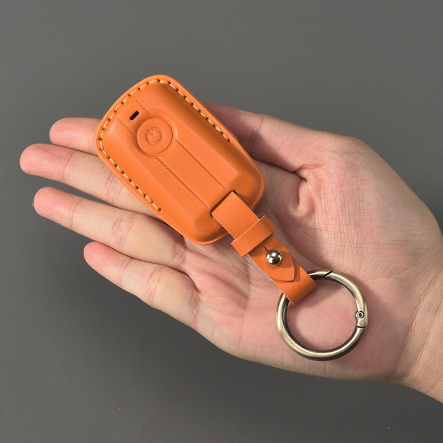 适用新款摩托车钥匙套款壳真皮扣