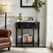 美式 实木半圆玄关桌门厅入户玄关台过道柜客厅复古玄关柜靠墙