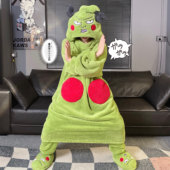 家居服 动漫二次元 情侣搞怪小酒窝睡袍秋冬季 加厚珊瑚绒连帽加大码