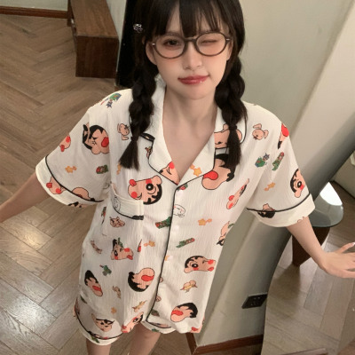 情侣纯棉蜡笔小新睡衣卡通休闲