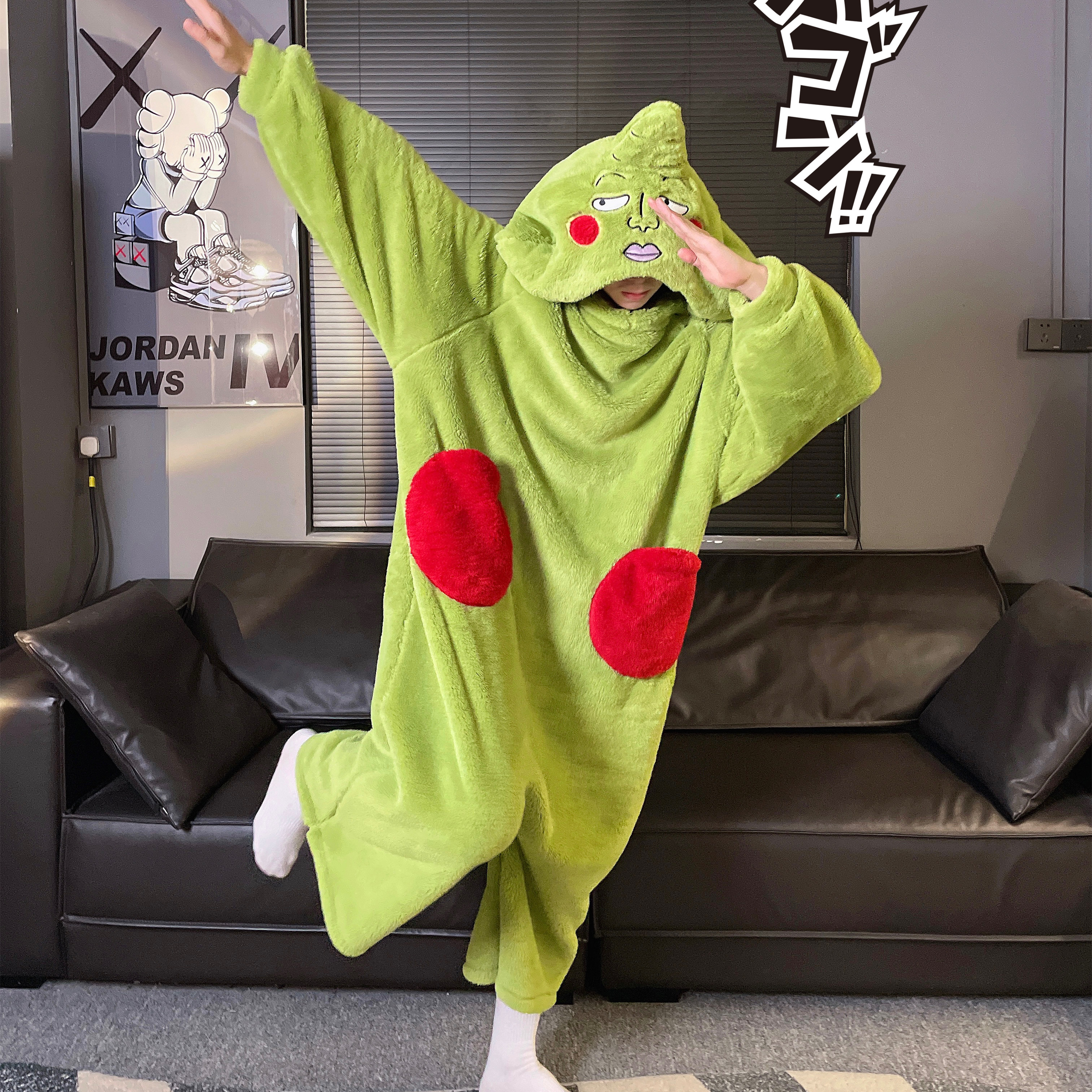 情侣珊瑚绒卡通小酒窝连体服睡衣