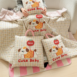 全棉卡通抱枕被子两用办公室午睡空调夏凉毯纯棉多功能车载靠垫被
