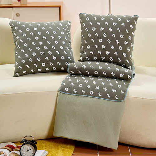 二合一汽车沙发数字抱枕被子两用