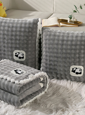 双面绒加厚抱枕被子两用二合一车用午睡毛毯汽车枕头靠垫折叠被冬