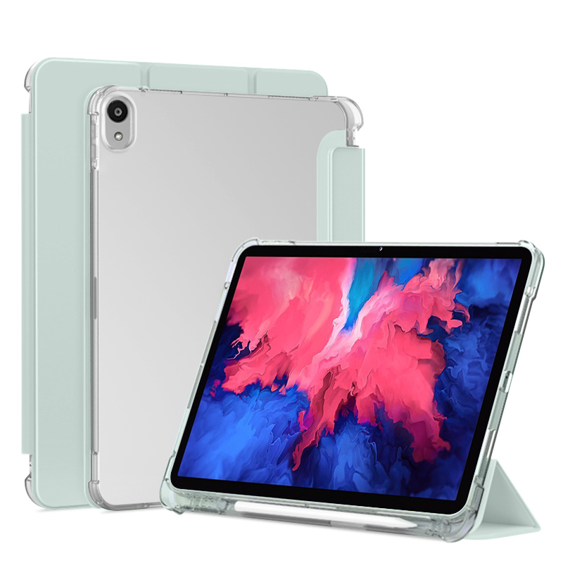 适用联想小新Pad平板保护套11寸新款带笔槽lenovopad11透明三折联想TB-J606F带磁吸软硅胶防弯气囊防摔外套