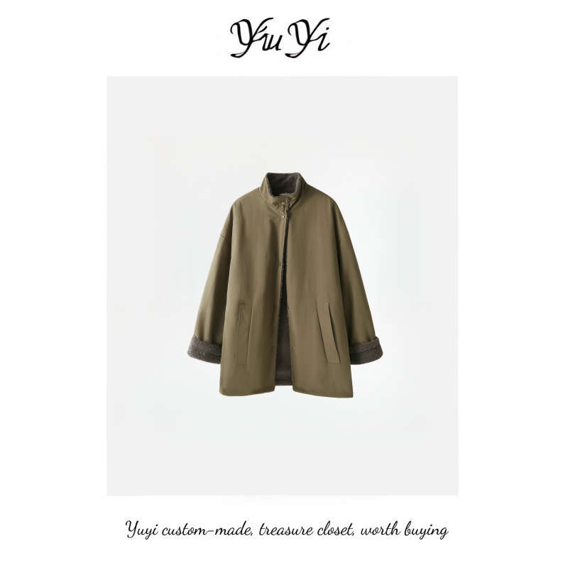 2025冬季新款立领拼接撞色派克服外套宽松显瘦休闲百搭棉服