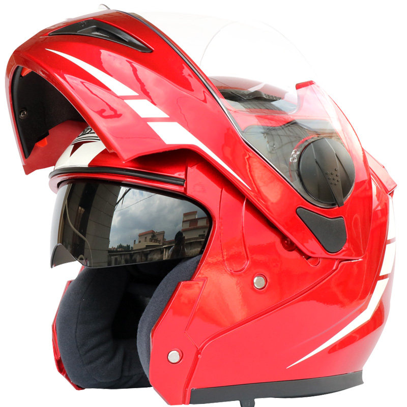 蓝牙头盔 摩托车蓝牙头盔 双镜片揭面盔 一体化设计 带对讲 FM