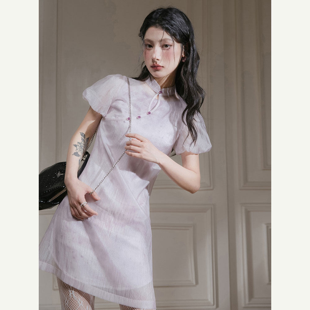 新中式叠穿两件套连衣裙女