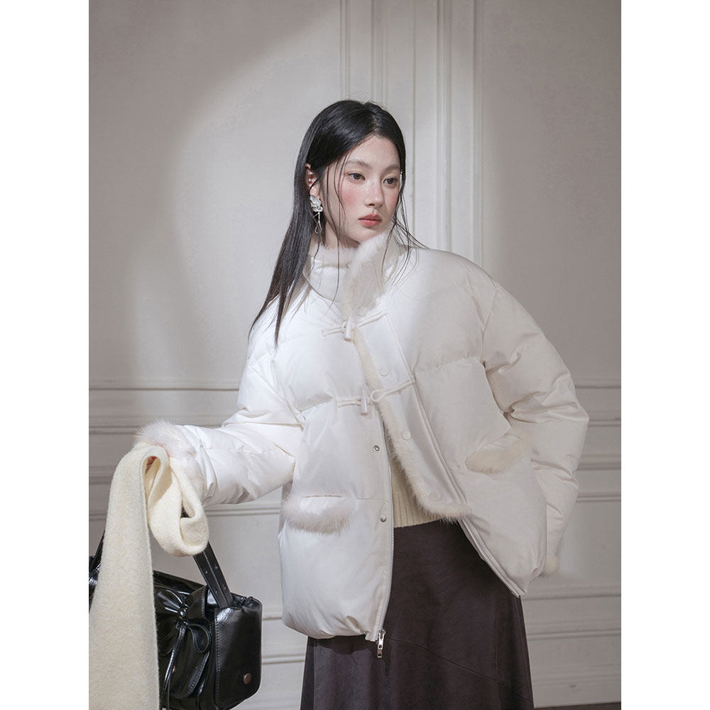水貂绒短款高品90白鸭绒羽绒服