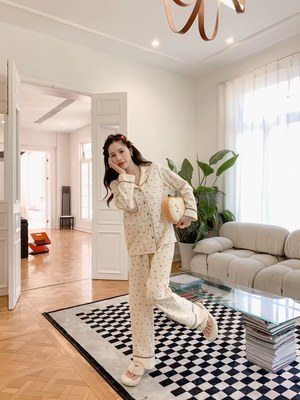 日系纯棉睡衣女秋新款长袖公主风