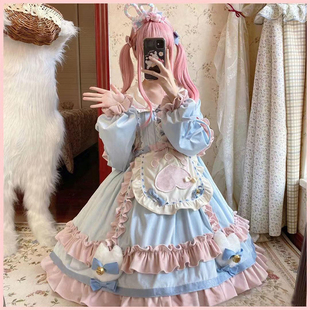 Lolita公主裙猫猫甜品站奶系穿搭小个子套装洛丽塔op洋装连衣裙女