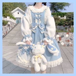 原创设计冬云转晴lolita超厚实秋冬季长袖OP连衣裙大码学生
