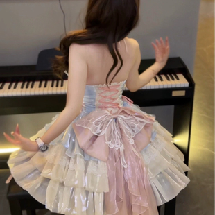 爱神之约lolita洛丽塔公主风特纯欲风挂脖吊带礼服软妹蓬蓬连衣裙