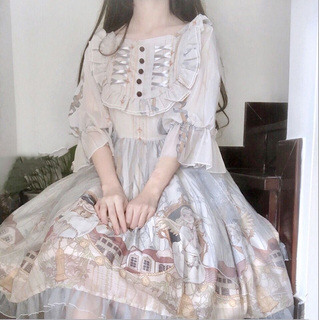 天使街道魔法龙帕夫107复古短袖op洛丽塔连衣裙女lolita轻lo洋装