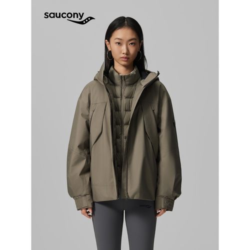 Saucony索康尼运动户外时尚百搭舒适休闲连帽三合一羽绒服