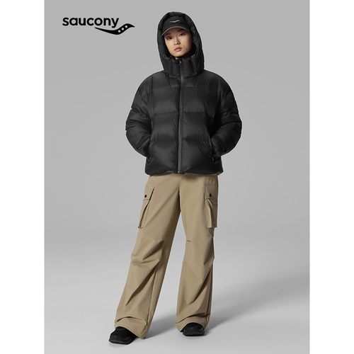 Saucony索康尼女运动休闲宽松舒适抽绳设计短款羽绒服