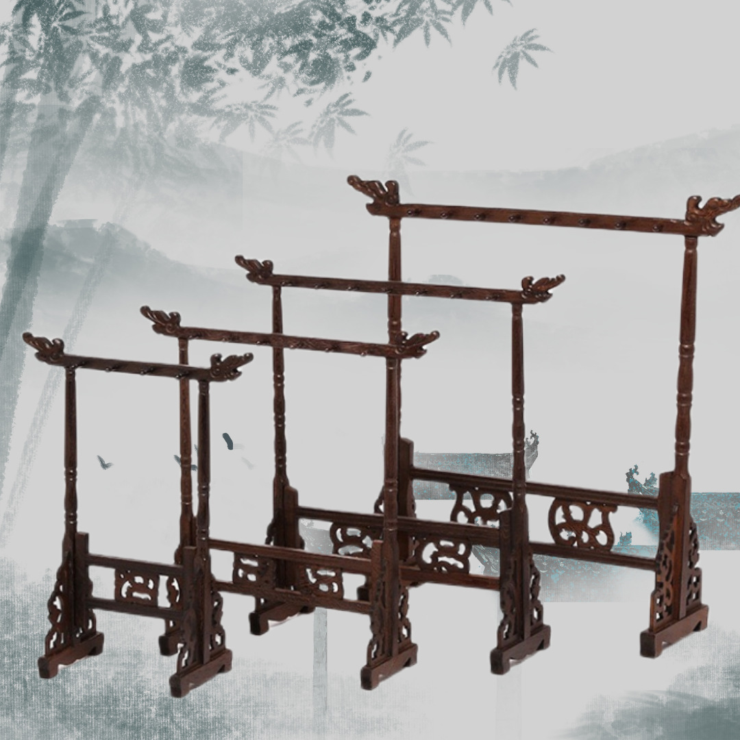 笔架毛笔挂毛笔架笔挂简约文房四宝复古挂毛笔的笔架鸡翅木实木