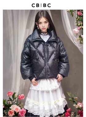 卜柯文设计师品牌冬季新款白鸭绒立领短款黑色面包羽绒服男女同款