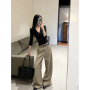 暴走高仙女高个子加长阔腿西裤裤女秋季高腰垂感宽松显瘦休闲长裤