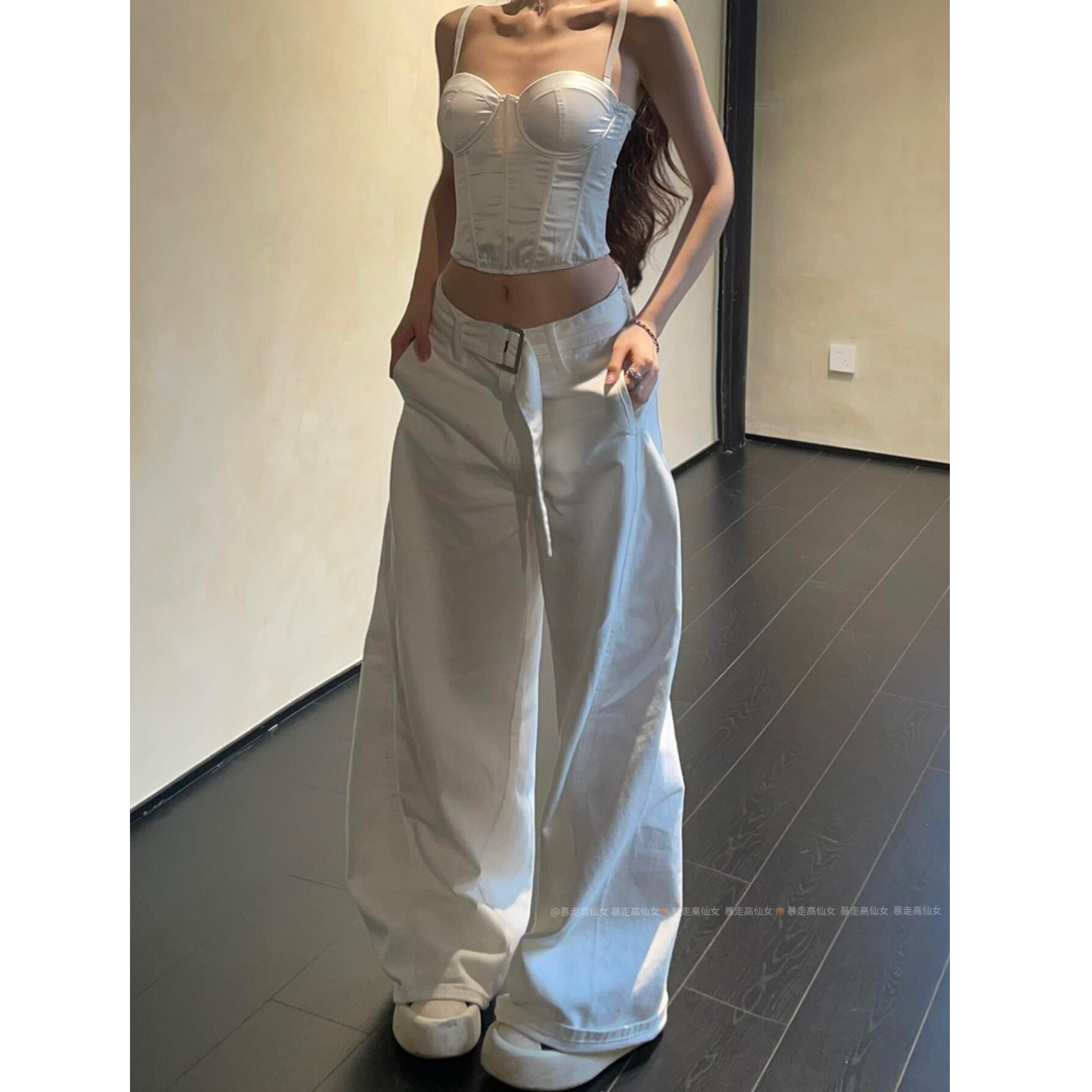 白色阔腿休闲裤175高个子185加长