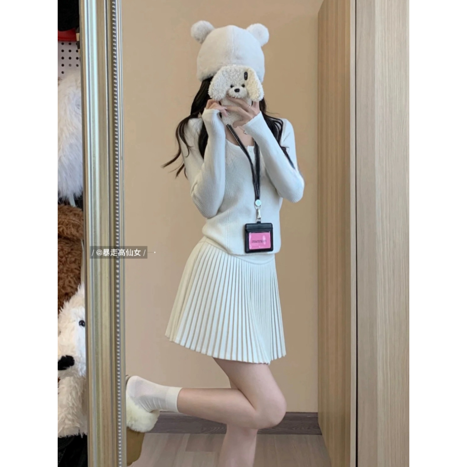 减龄毛呢百褶裙175加长高个子180