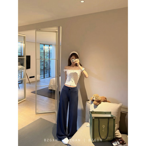 高个子加长抽绳垂感休闲拖地裤