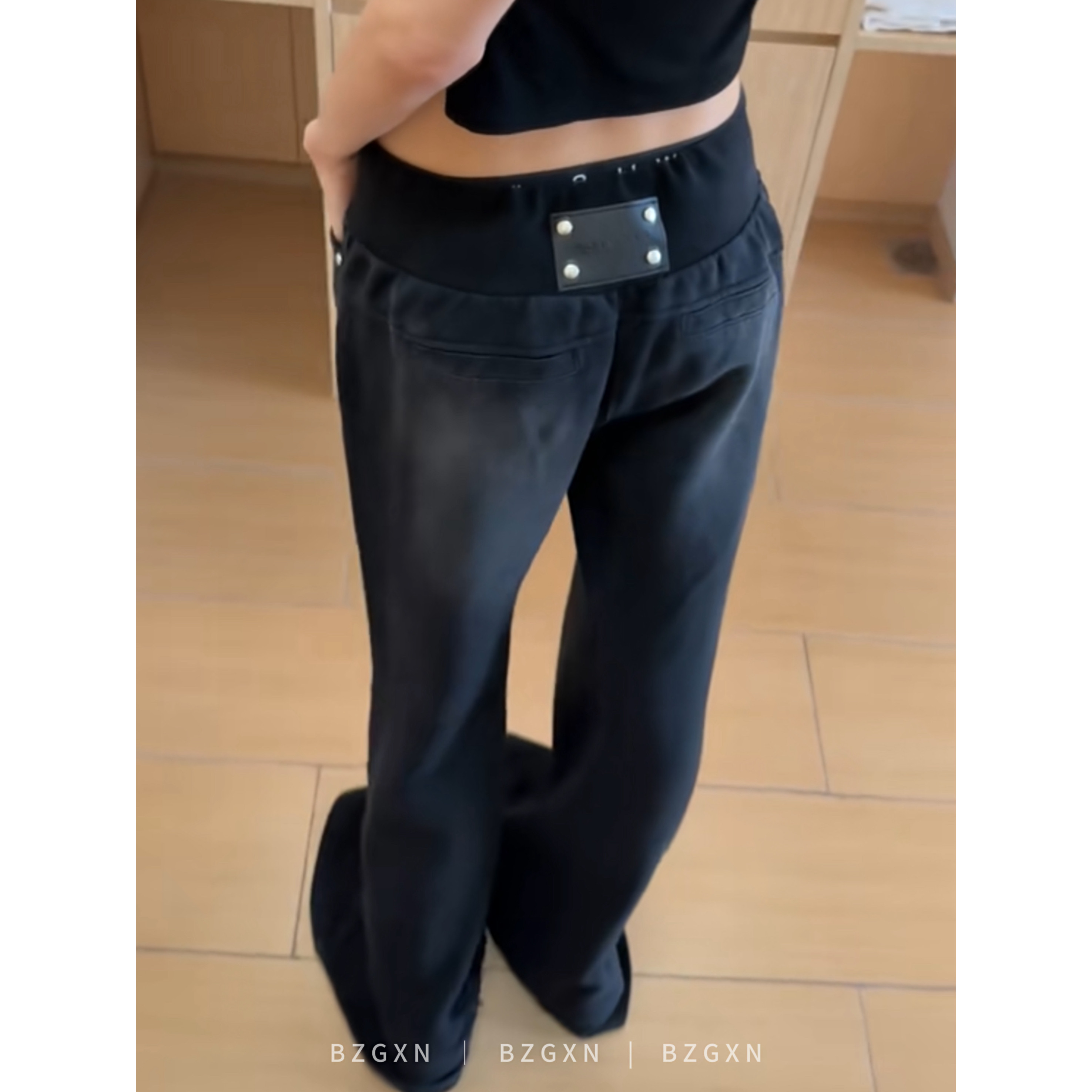 高个子加长美式复古低腰卫裤女秋图片