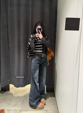 暴走高仙女175高个子加长早春新款显瘦直筒阔腿黑色牛仔180长裤女