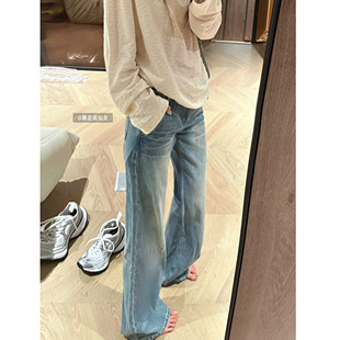 百搭显瘦蓝色180加长牛仔裤 暴走高仙女175高个子水洗微喇长裤 春季