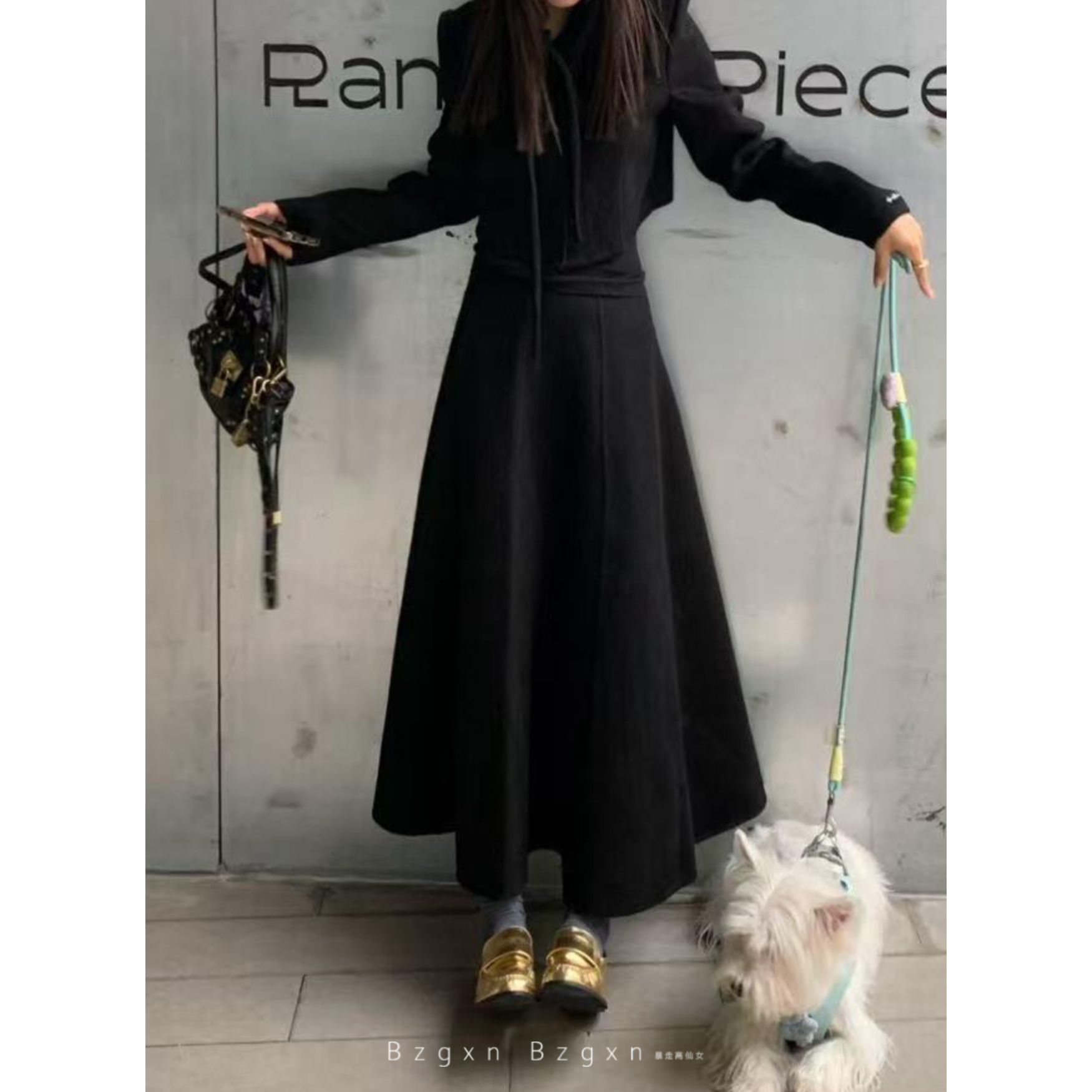 黑色毛呢半身裙175加长高个子180