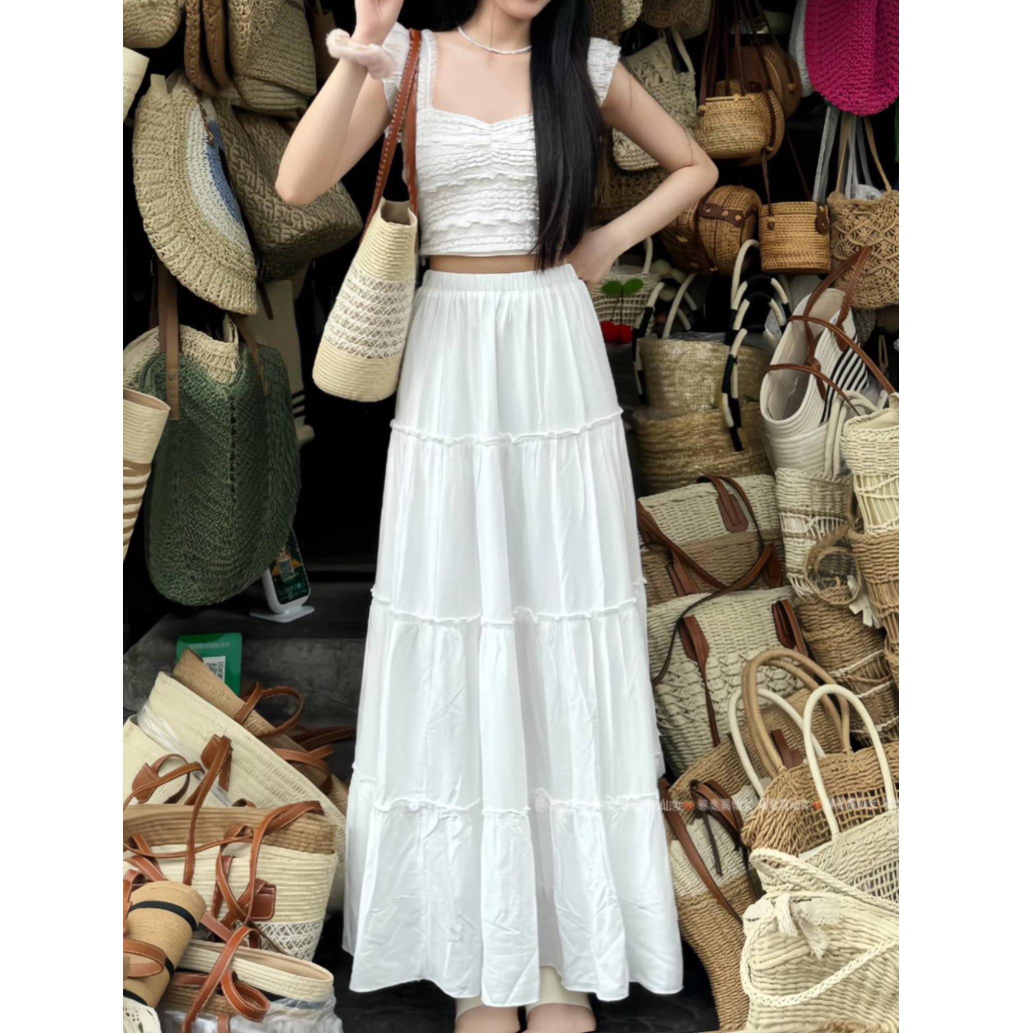 白色A字半身裙175高个子185加长