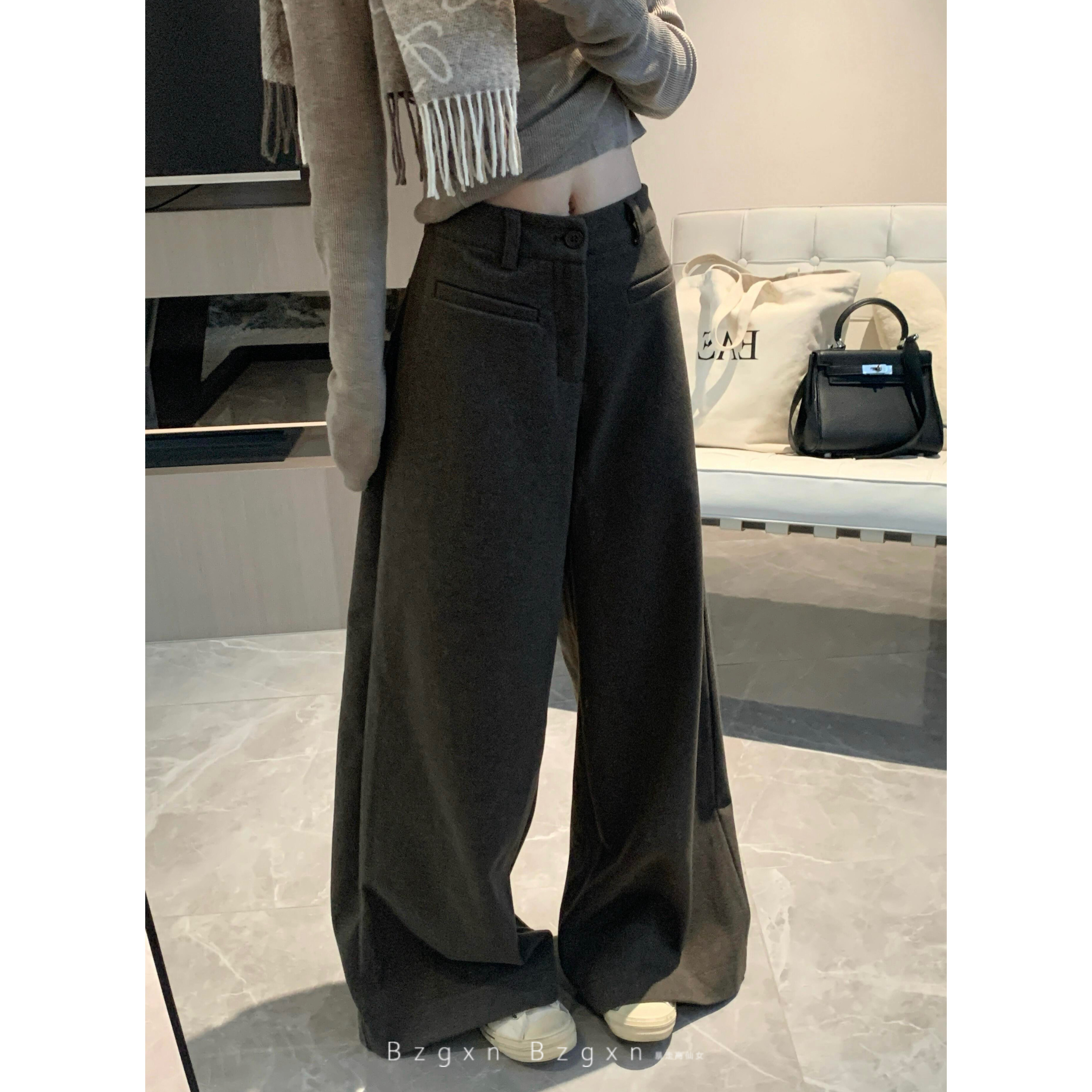 暴走高仙女175高个子高腰遮肉阔腿宽松垂感休闲西装裤显瘦直筒裤,女装/女士精品,休闲裤,淘宝优惠券,粉丝福利购,淘宝优惠卷