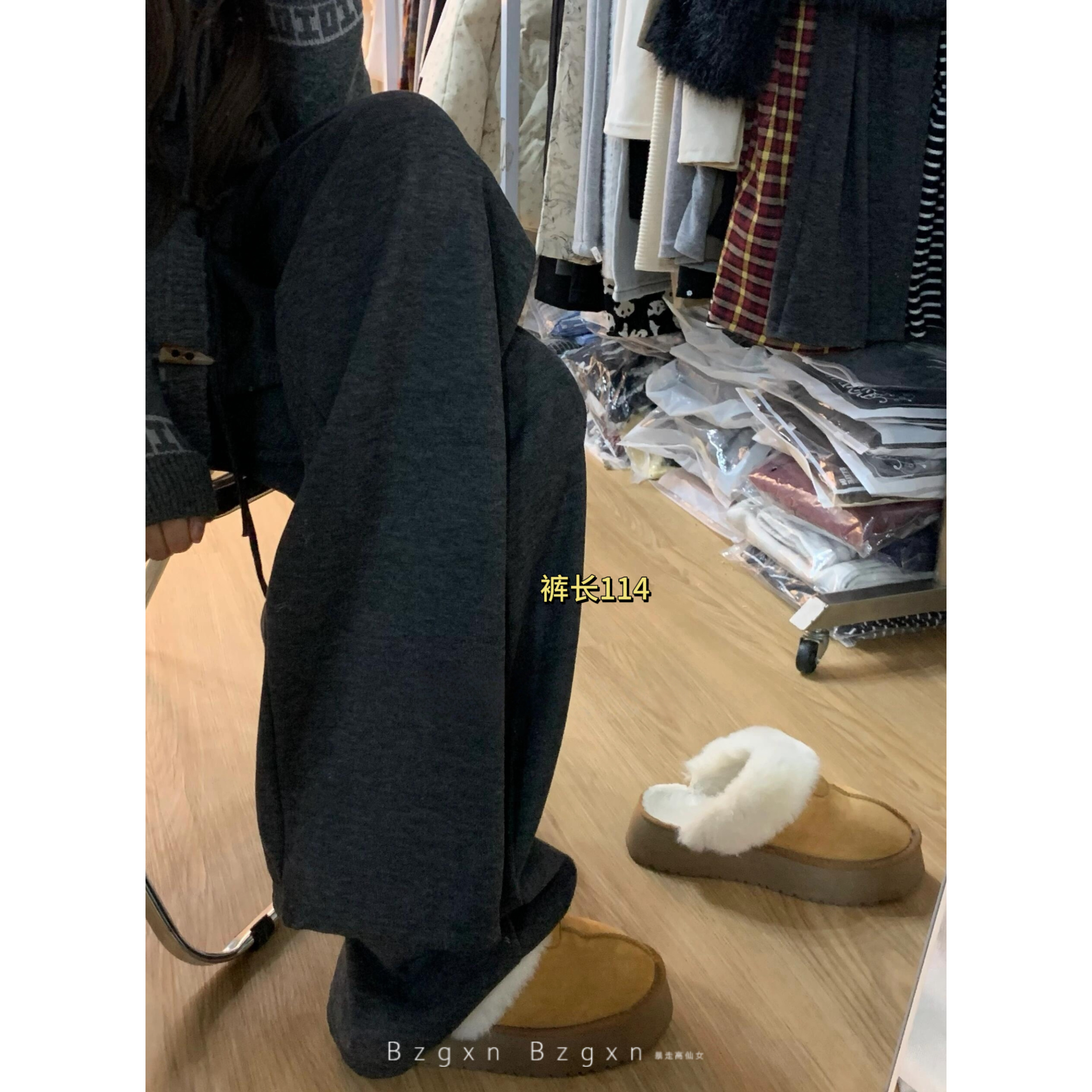 加绒灰色糯米裤175加长高个子180