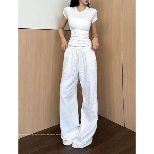 棉麻阔腿休闲裤高个子女生加长版
