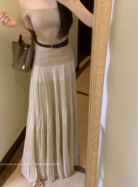 高个子女生175加长版杏色百褶半身裙女春高腰显瘦a字大摆长裙子