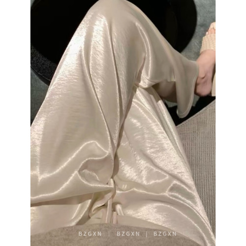 仿醋酸缎面质感夏季透气阔腿裤