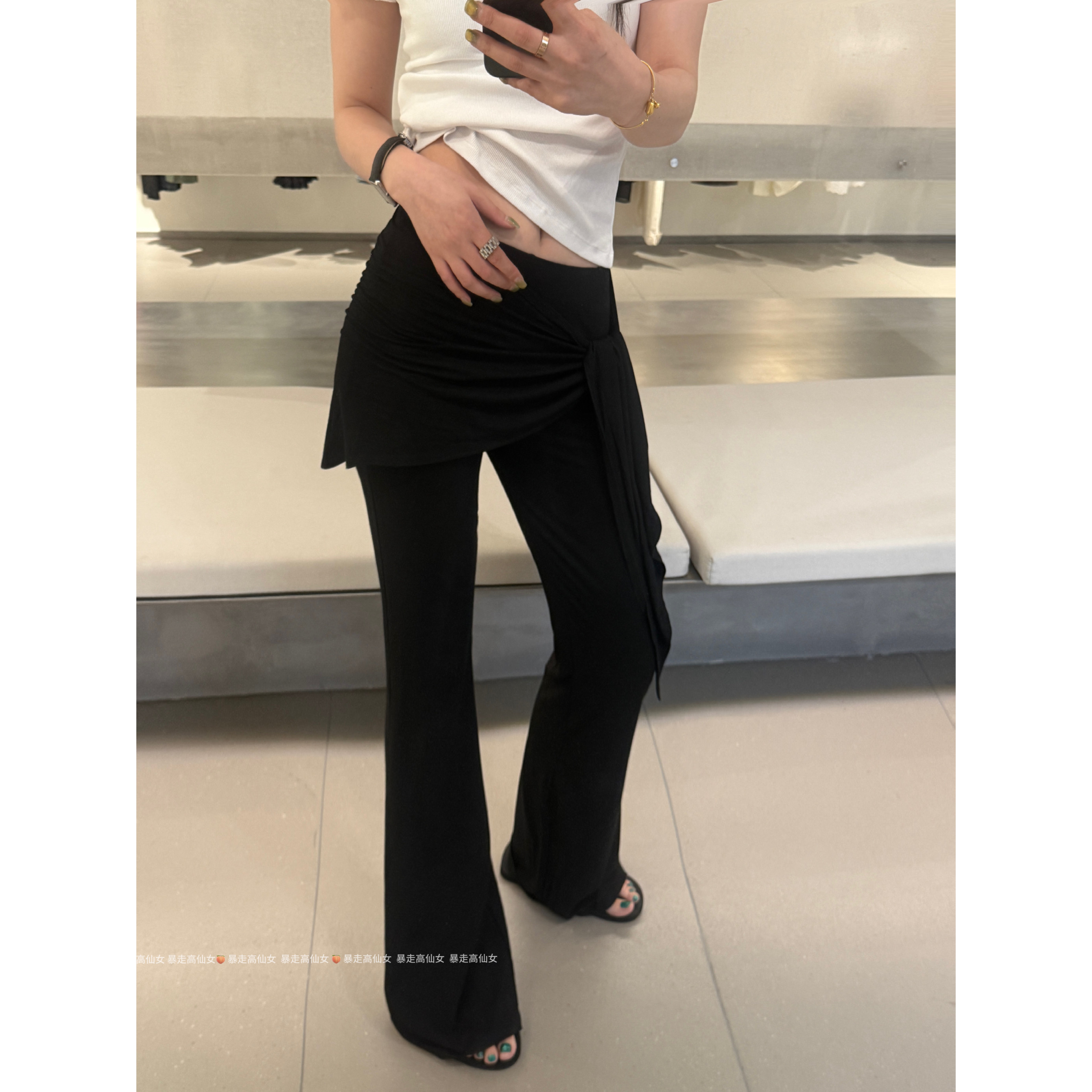 莫代尔屁帘喇叭裤高个子女生加长图片