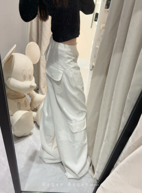 暴走高仙女175高个子女生早秋美式白色阔腿工装弯刀裤女梨形阔腿