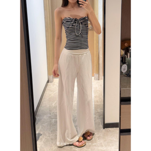 暴走高仙女175高个子加长180老钱风慵懒感白色翻腰休闲裤 女夏长裤