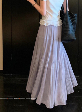 暴走高仙女175高个子女生加长紫色长款半身裙女2025春秋垂感裙子