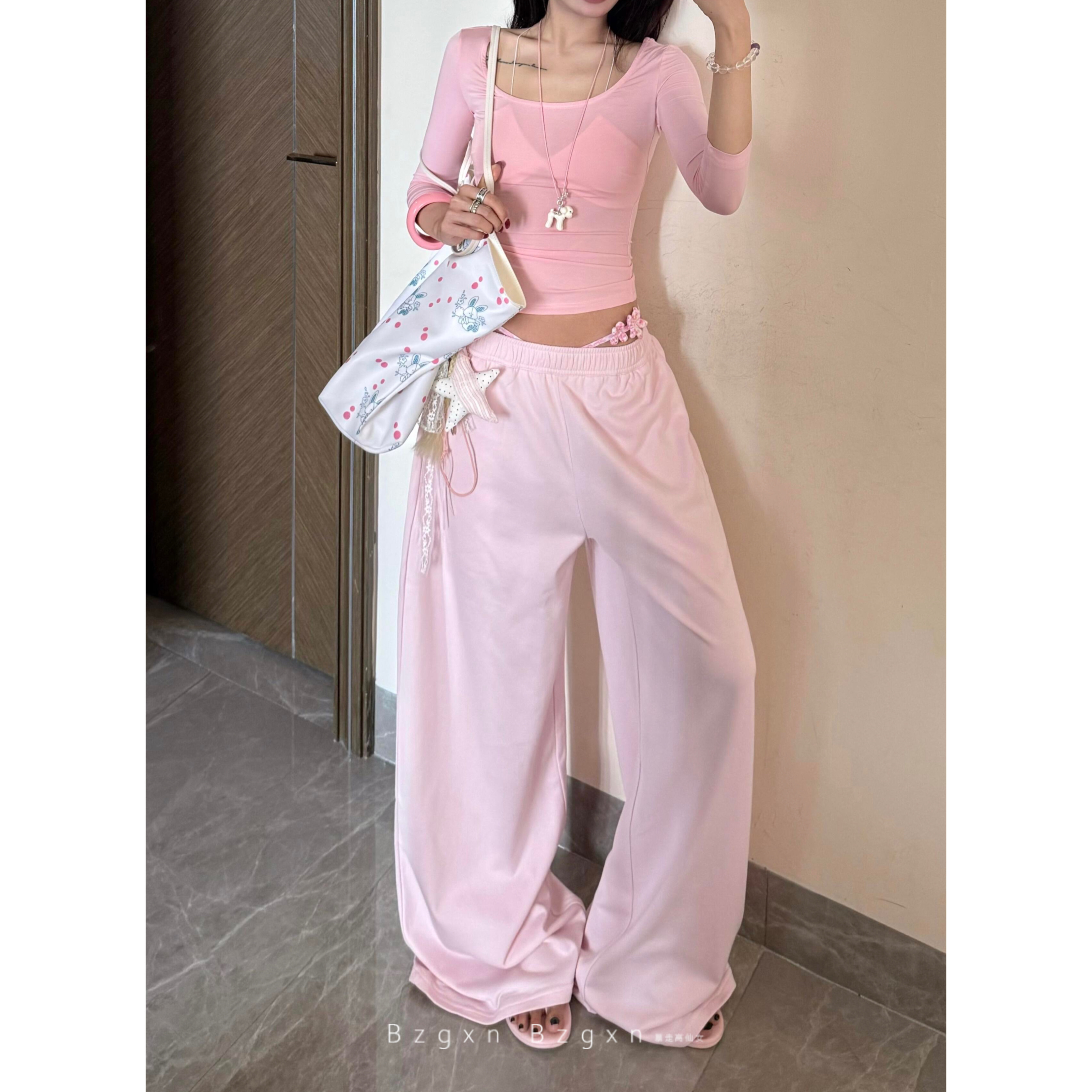 暴走高仙女175高个子加长180美式粉色休闲阔腿裤2025秋季新款卫裤,女装/女士精品,休闲裤,淘宝优惠券,粉丝福利购,淘宝优惠卷