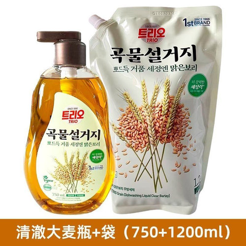 韩国进口正品 爱敬天然谷物洗碗精 餐具果蔬洗洁精 米糠小麦750ml - 封面