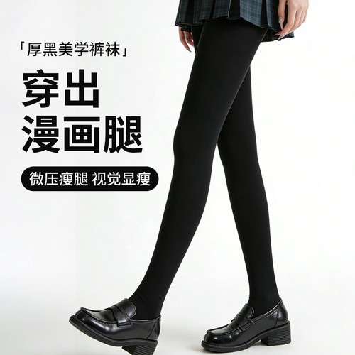 珺芮加裆加大天鹅绒打底袜子黑色加厚防勾丝显瘦腿厚黑美学连裤袜